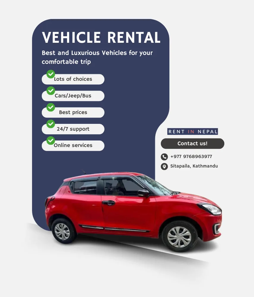 Cars, jeeps, vans and buses for rent in Nepal